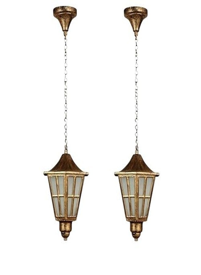 LIODOR Hurricane Antique Hanging Light Features a Metal & Glass Build, Ideal for Bedroom, Balconies, Dining Areas, & Both Indoor and Outdoor décor, Without Bulb (Pack of-2) - Image 1